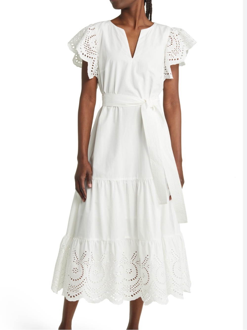 ☀️ Rails Eyelet Belted Maxi Dress | Size M | White